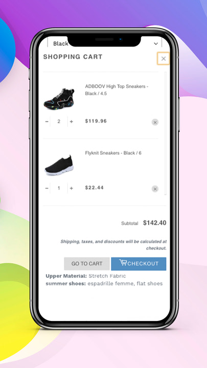 Cart popup mobile view