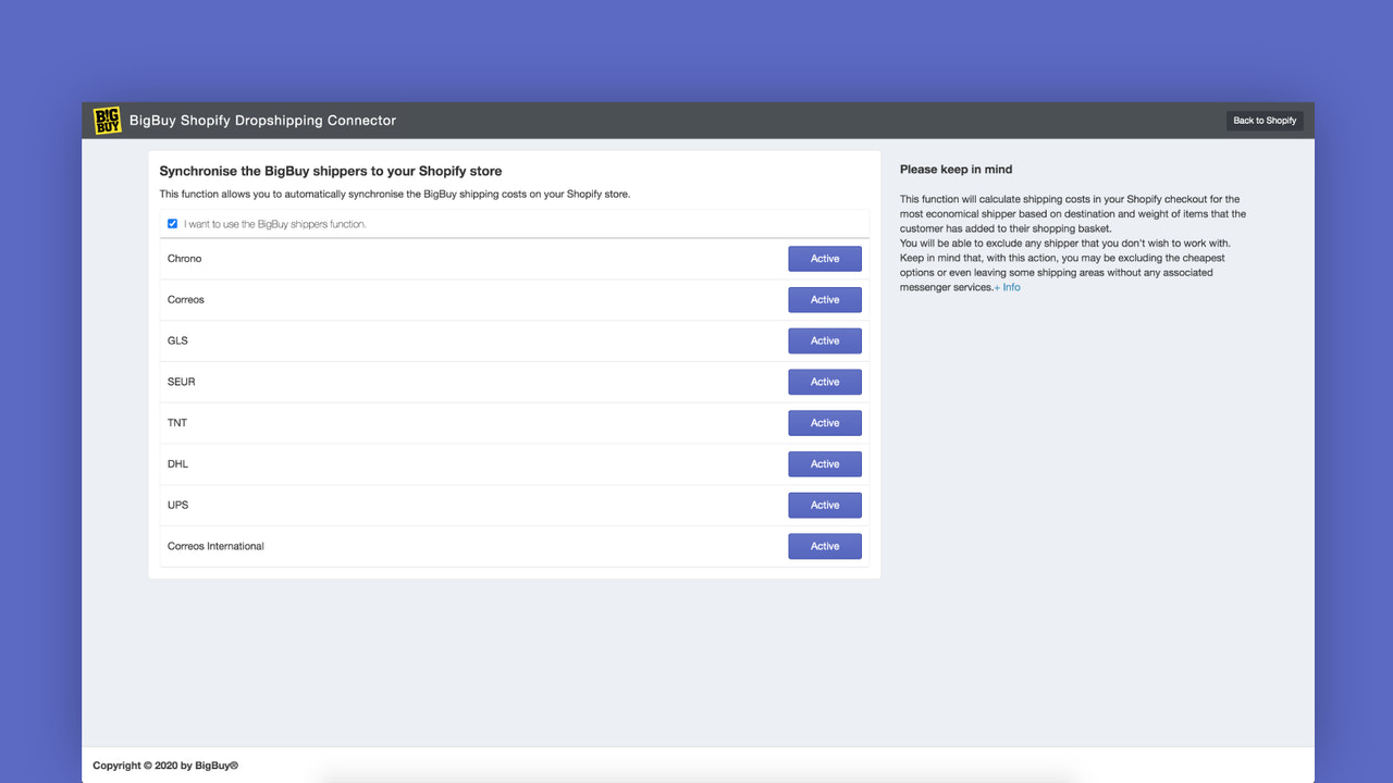 Screenshot of shipping cost settings