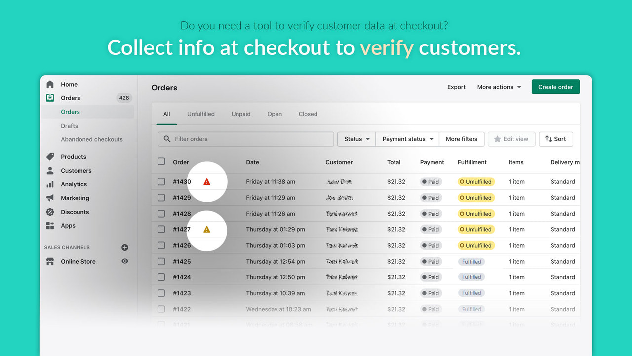 Automatically flag orders that don't meet your criteria.