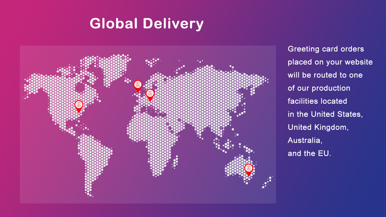 cards printed at one of our multiple global locations