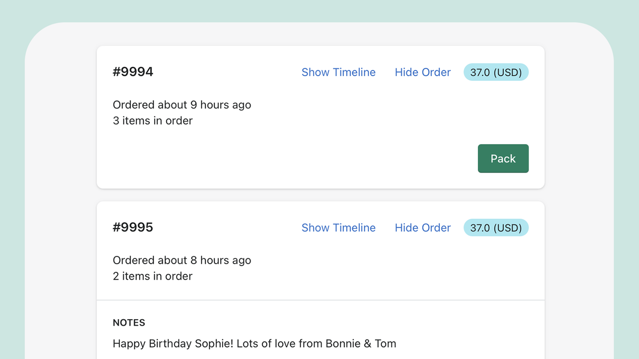 Bodeagcat Order Packing Page