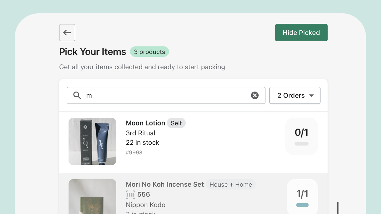 Bodegacat Item Picking Page