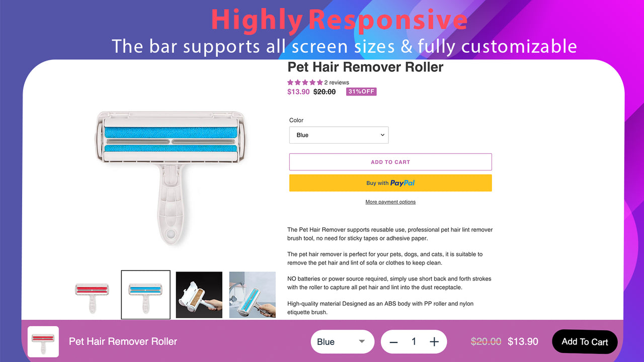 responsive sticky add to cart cart