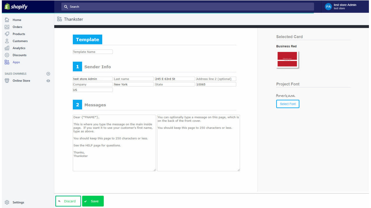 Type your message and set your return address