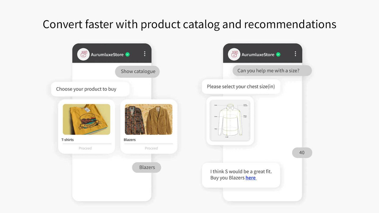 Convert faster with product catalog and recommendations