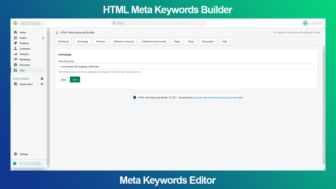 Meta Keywords Editor