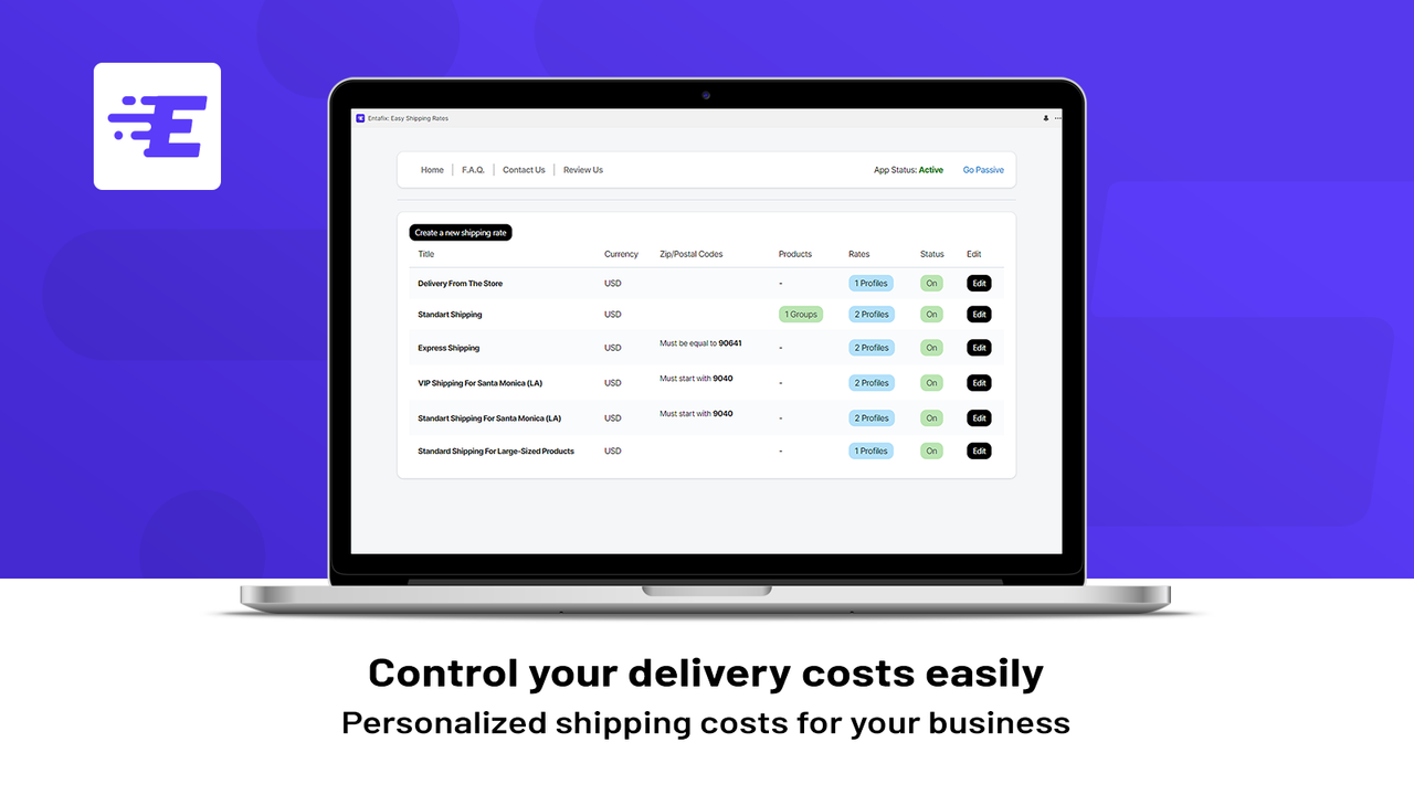 Entafix: Easy Shipping Rates