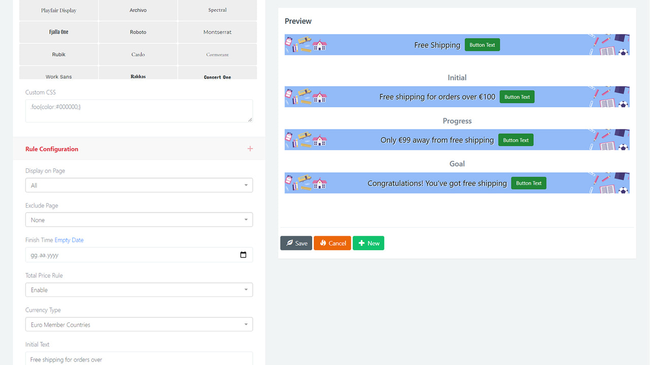 Use rules how and when the bar appears