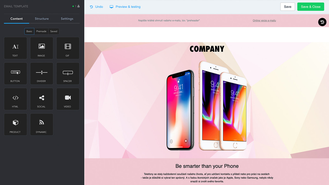 Template editor - create beautiful and responsive emails easily.