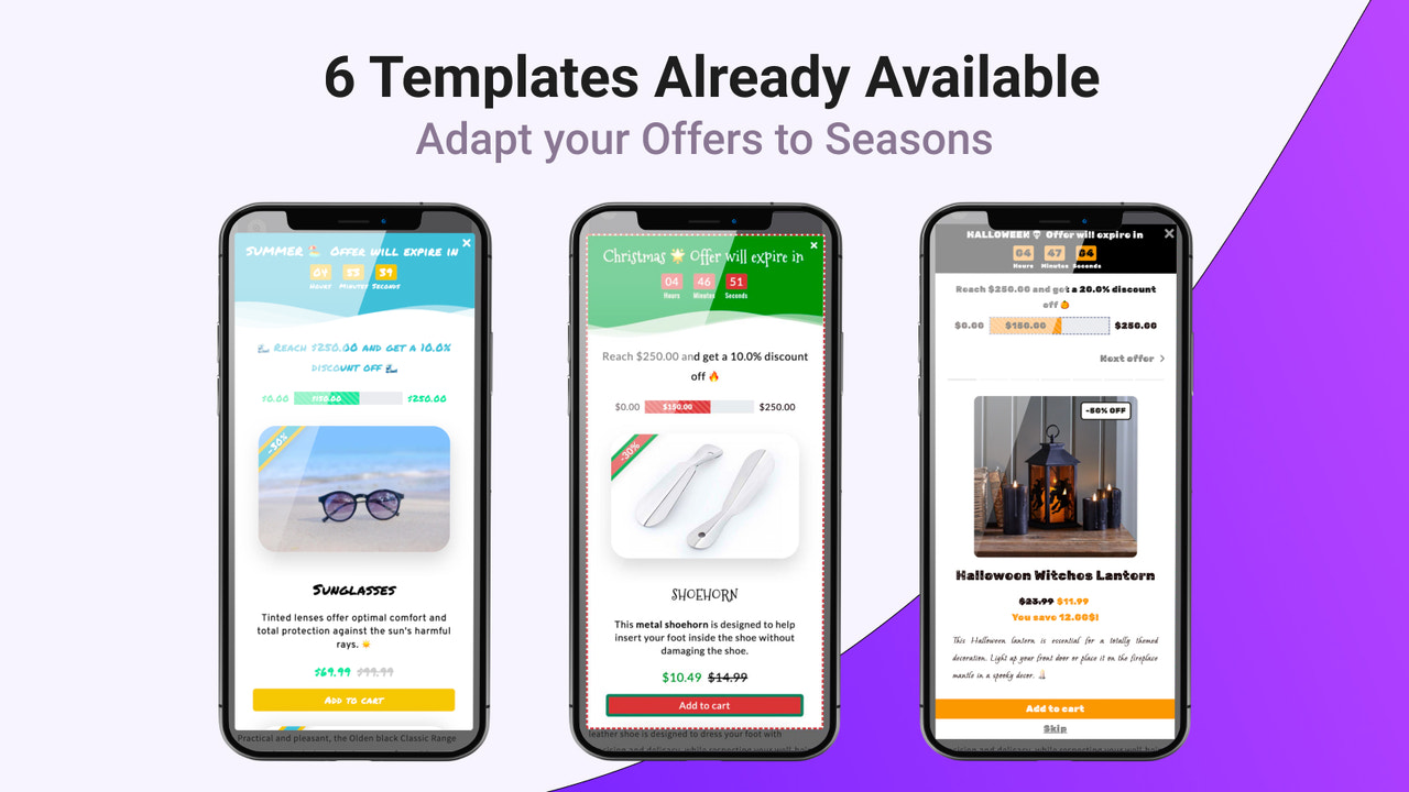 6 Templates Already Available, adapt yours offers to seasons