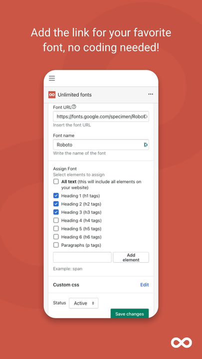 Editing and adding font view mobile