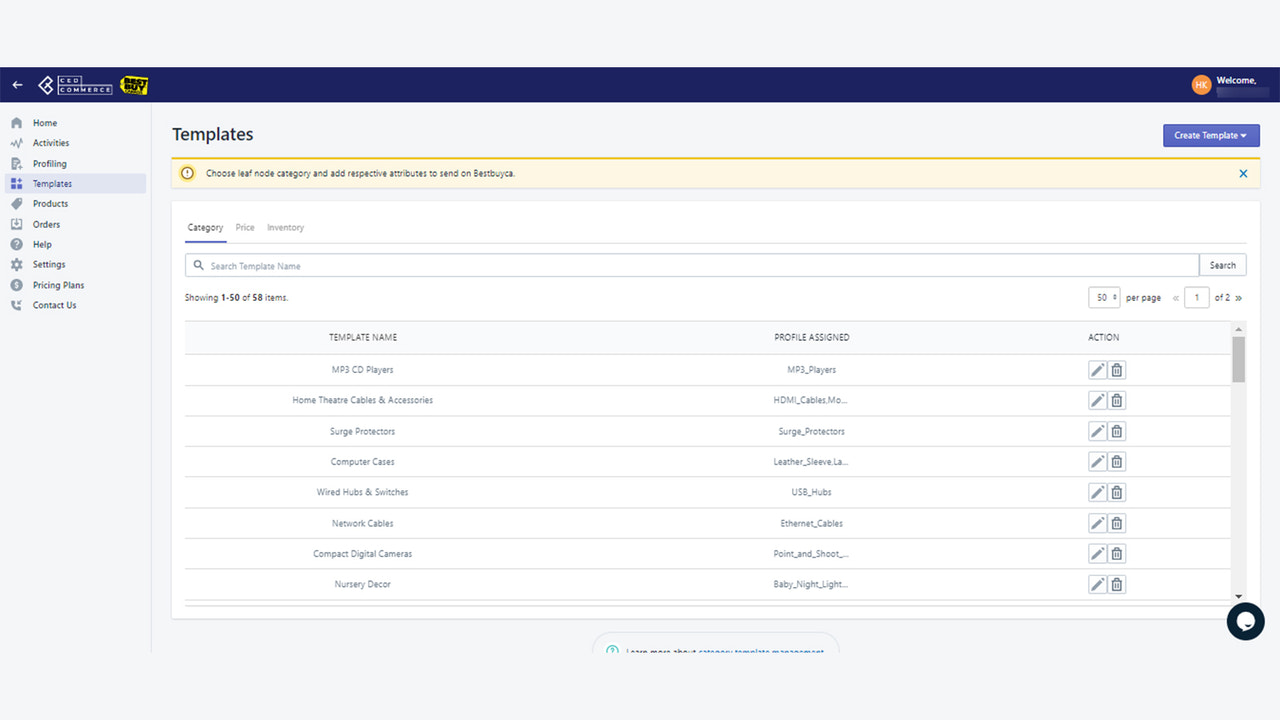 Create Template to list product on BBCA