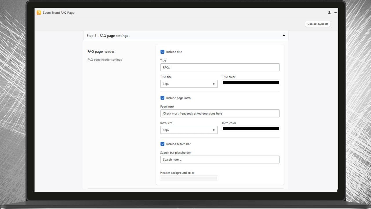 FAQ page & accordion step 3 section