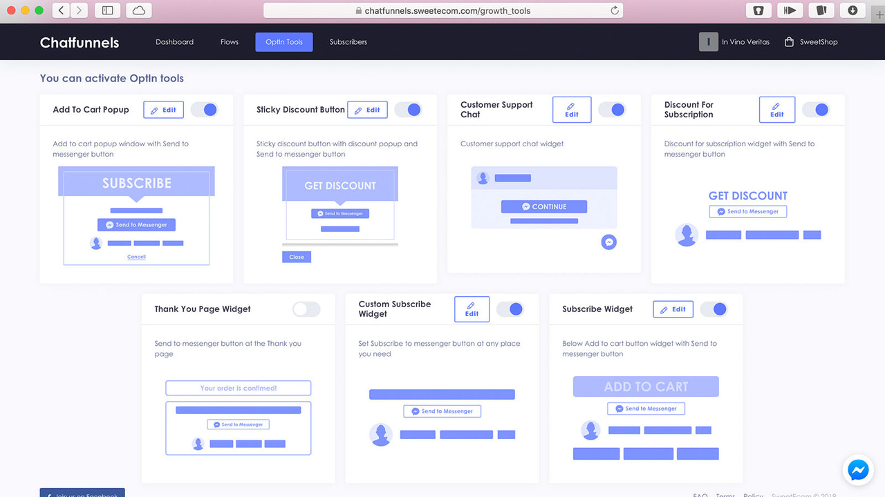 Ready to use OptIn widgets