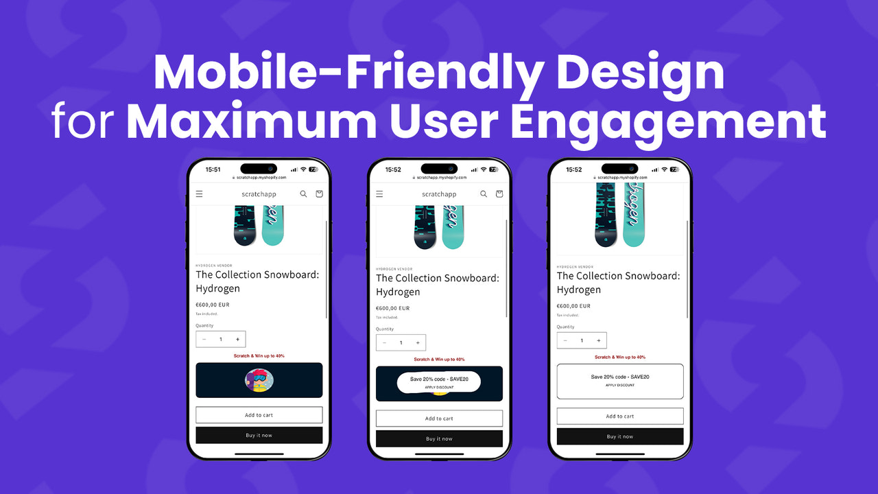 Customer scratching a discount card on a mobile device