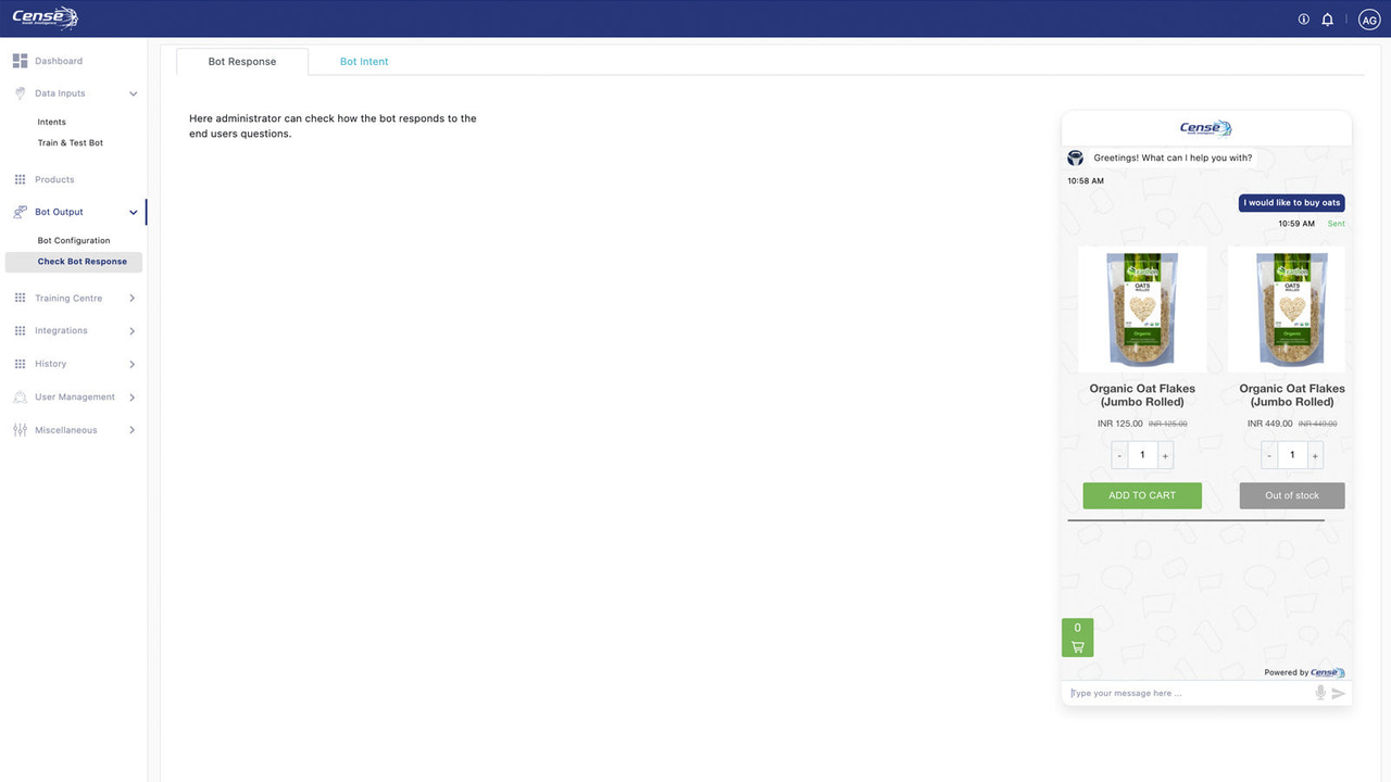 Bot responding to user queries