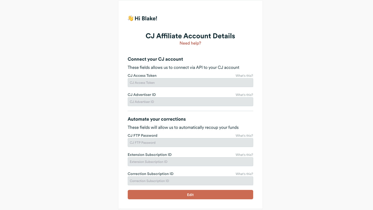 Add your CJ credentials.