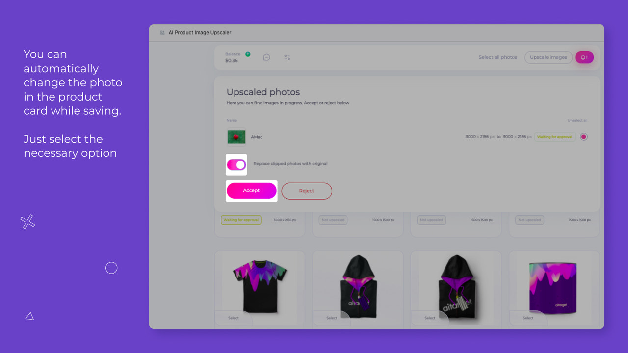 You can automatically change the photo in the product card.