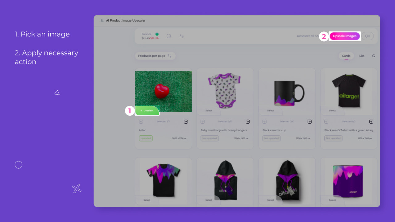 Pick an image and apply necessary action.