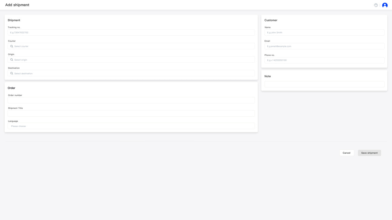 Tracking Number import