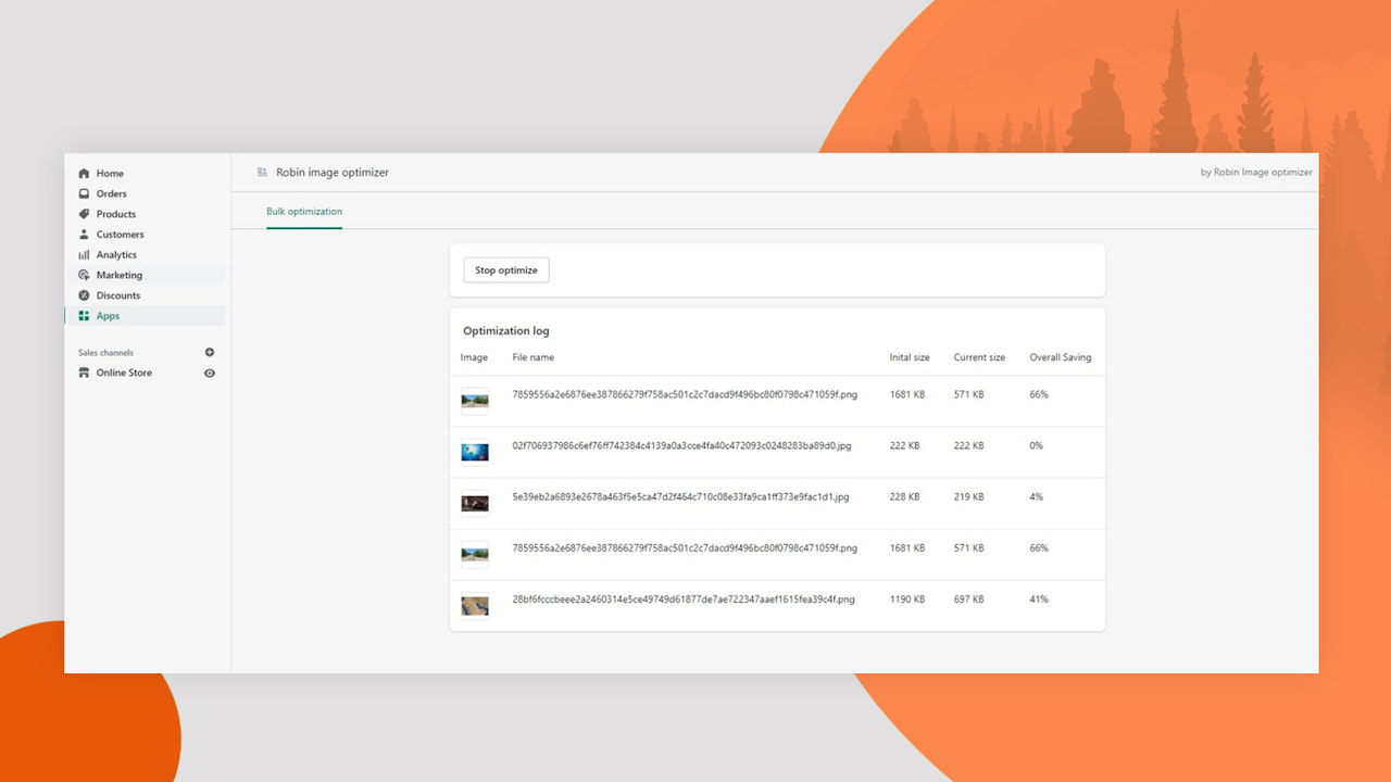 Main page with optimization running