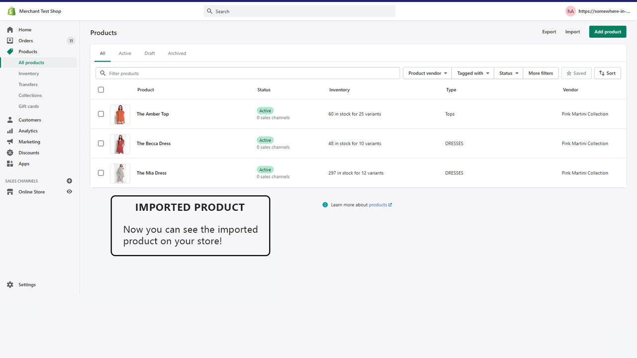 Your store imported products
