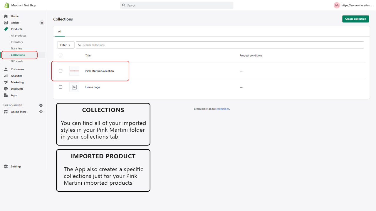 Find your products on the Collection Tab of your store