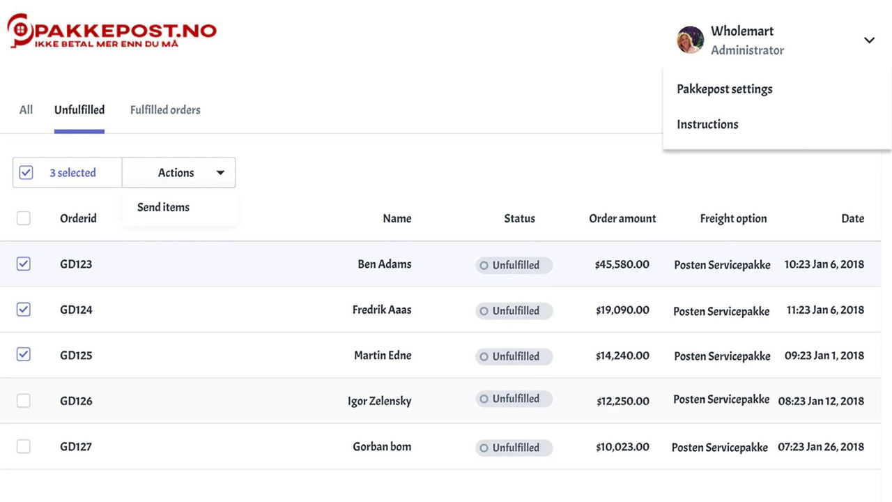 Pakkepost ‑ Cheap freight rate