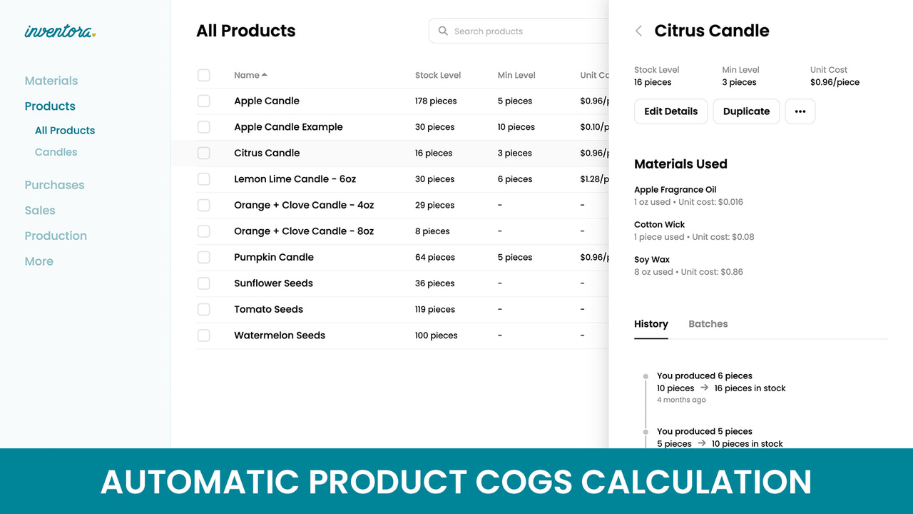 Automatic COGS calculation