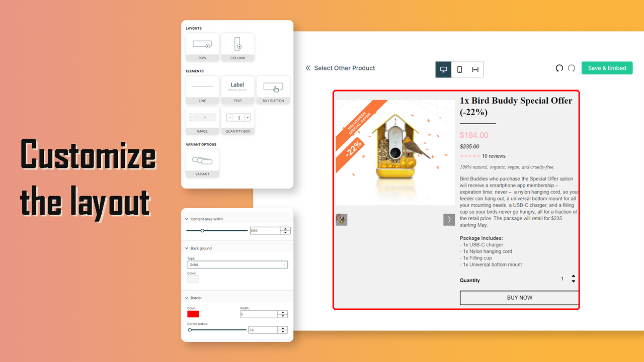Customize the layout