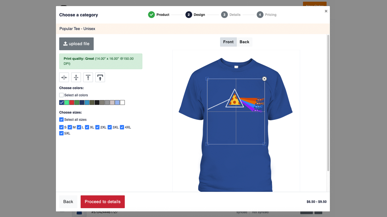 Upload your unique design