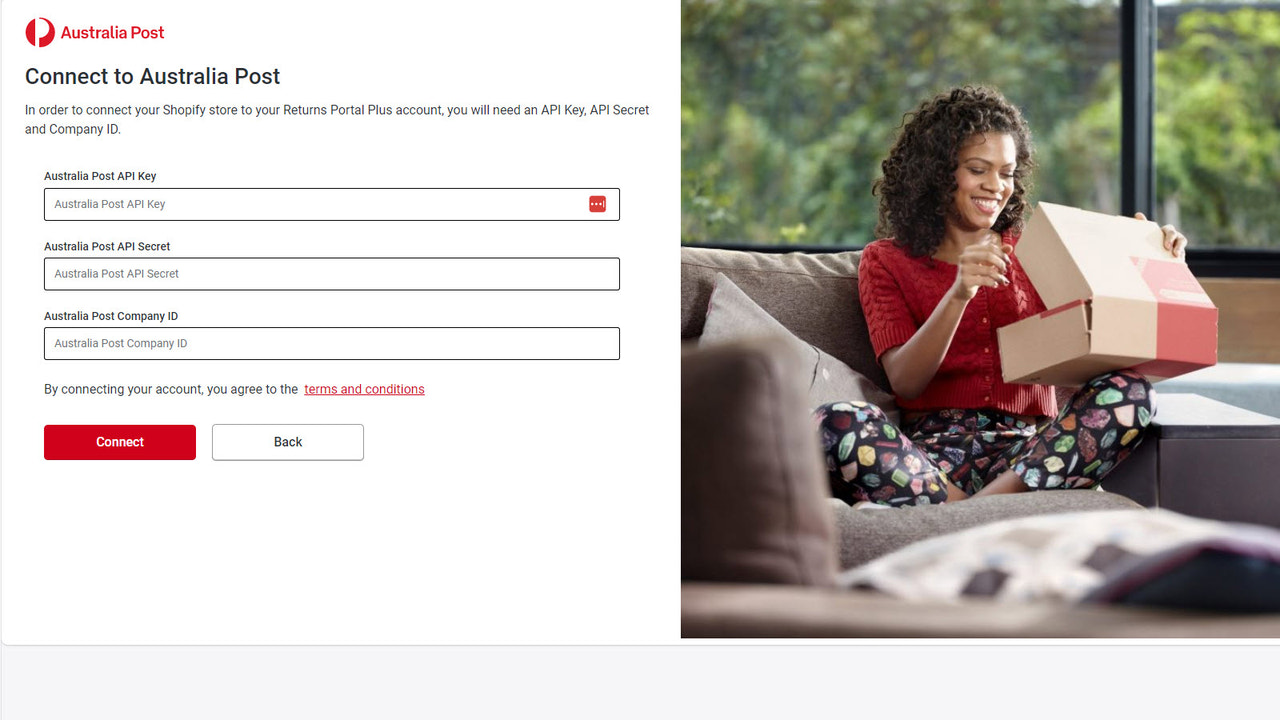 Connect Through Merchant Credentials Page
