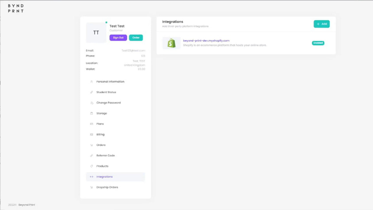 Beyond Print Dropshipper