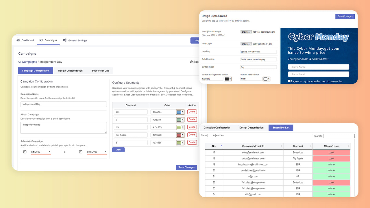 configure your spin the wheel shopify campaign