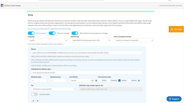 Ultimate Delivery Date Range