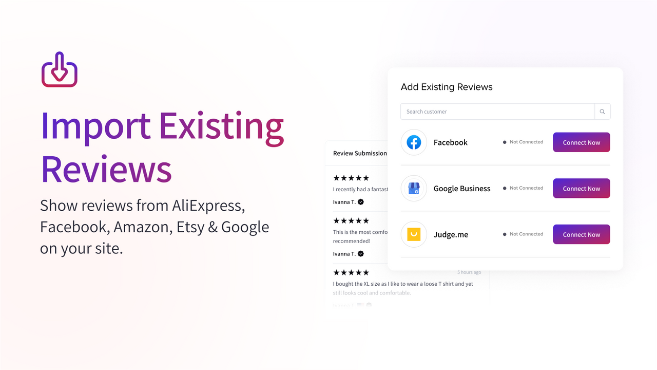 Import existing reviews from AliExpress & Google listing