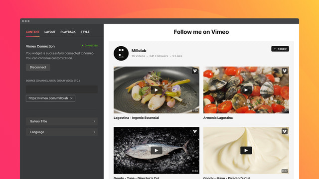 Elfsight Vimeo Video Gallery