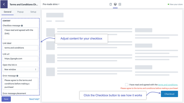 RT: Terms and Conditions Box