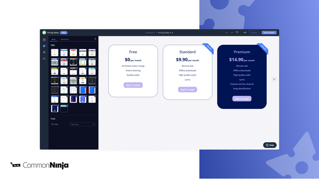 Common Ninja Pricing Tables
