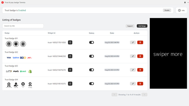 Trust & Pay badge Tameta