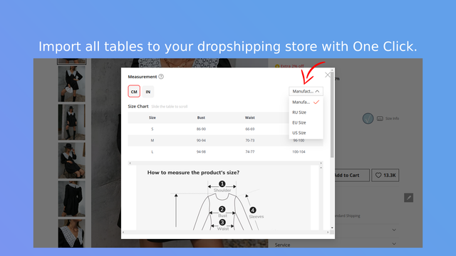 Dsize: Size Chart Dropshipping