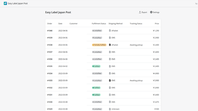easyLabel: Japan Post