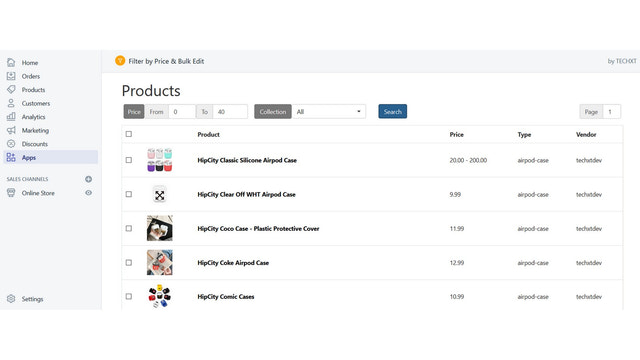 Filter by Price & Bulk Edit