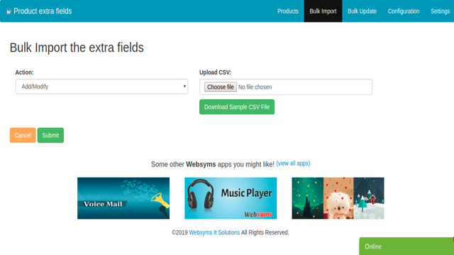 Product extra fields