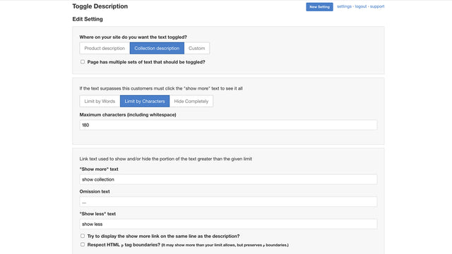 SS: Toggle Description