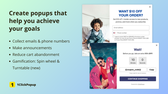 1Click Popups & Email Pop Ups