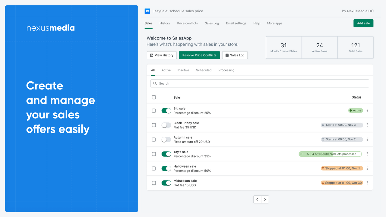 Create and manage and schedule sale prices easily