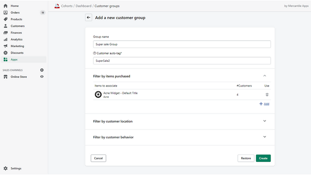 Cohorts ‑ customer groups