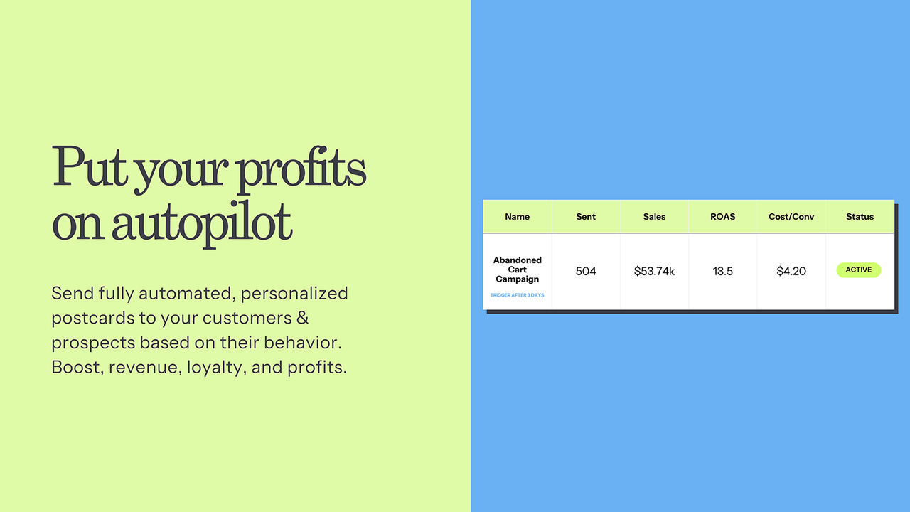 Put your postcard marketing profits on autopilot.