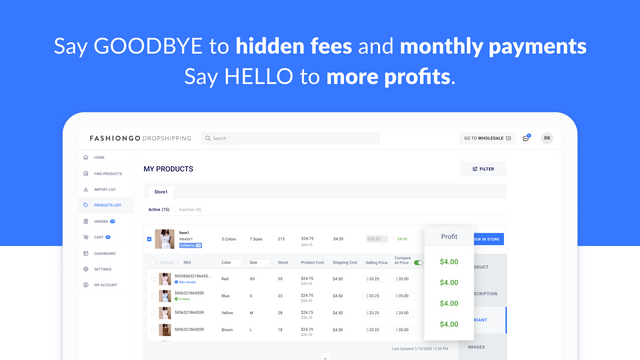 Dropship with FASHIONGO for higher profits and zero fees!